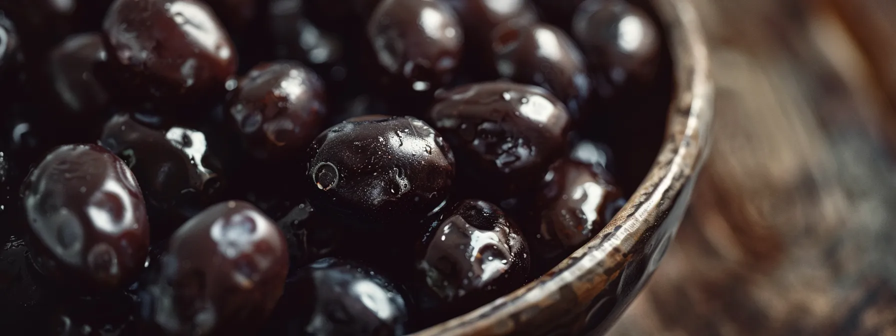 a close-up photo of a bowl filled with plump, glossy ajwa aaliyah dates, showcasing their rich color and inviting texture.